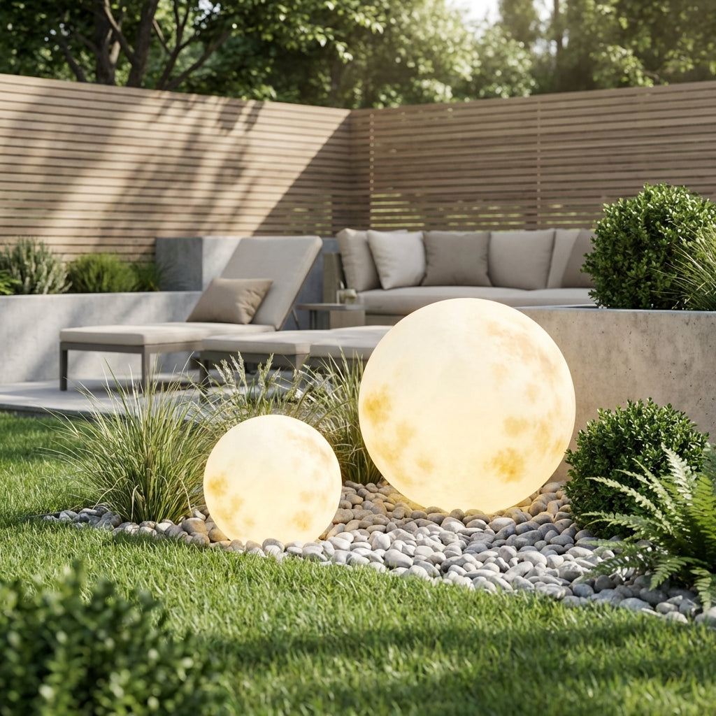 Solara Glow solcelledrevet hage lampe med sfærisk lysform