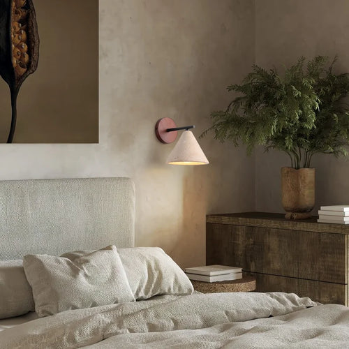 AeroLux Wandleuchte Gelber Travertin Holz Wandlampe LED E27