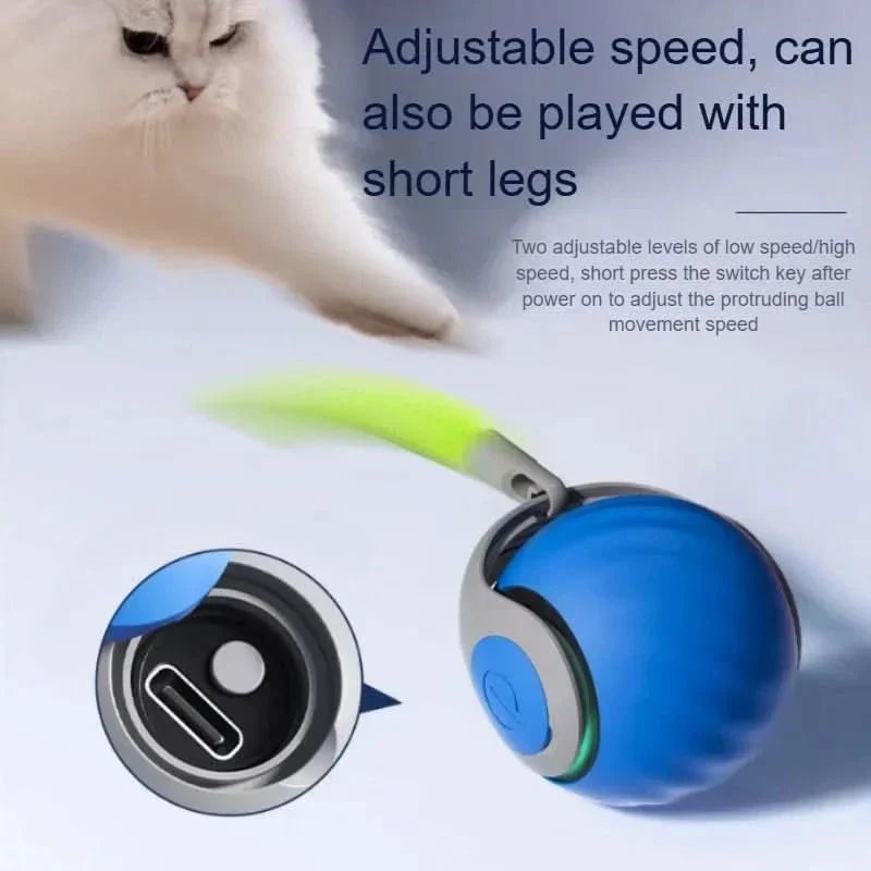PawNova Interactive Rolling Toy USB Rechargeable With Faux Tail for Pets