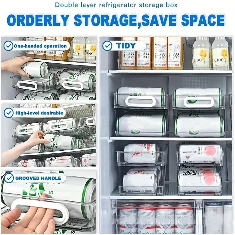 Distributeur de boîtes AeroCan à deux niveaux pour petites cuisines et réfrigérateurs, gain de place
