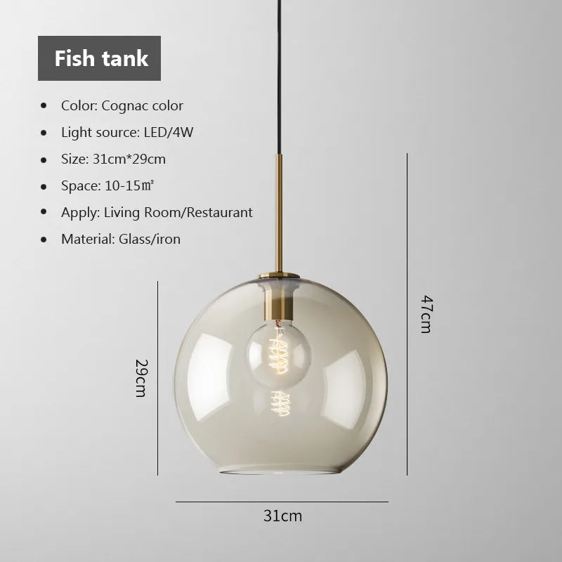 Skleněné závěsné svítidlo v severském průmyslovém stylu, moderní luxusní LED