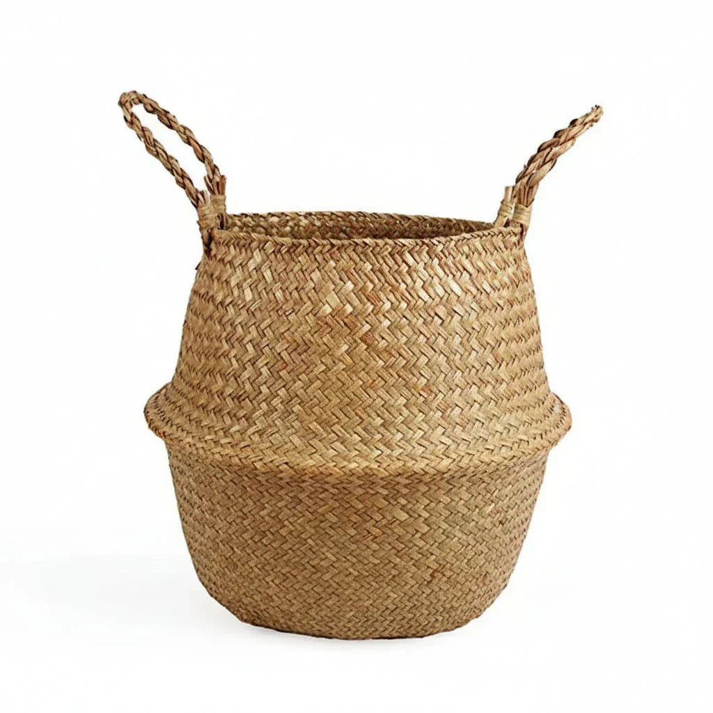 Evergreen Bamboo Basket Handmade Foldable Storage for Home Plant Lovers