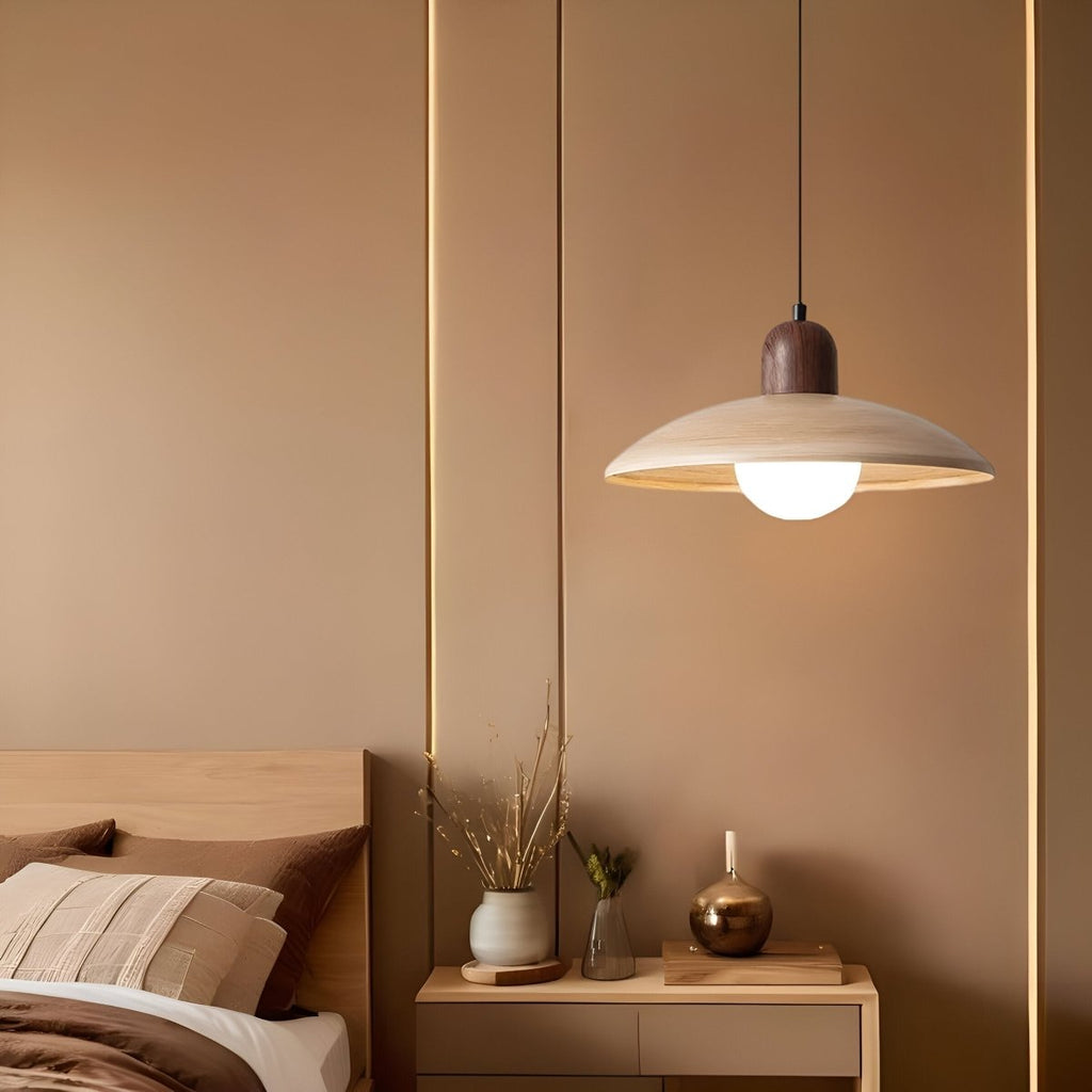 Wooden Pendant Light In Dome Form For Modern Ceiling Fixture