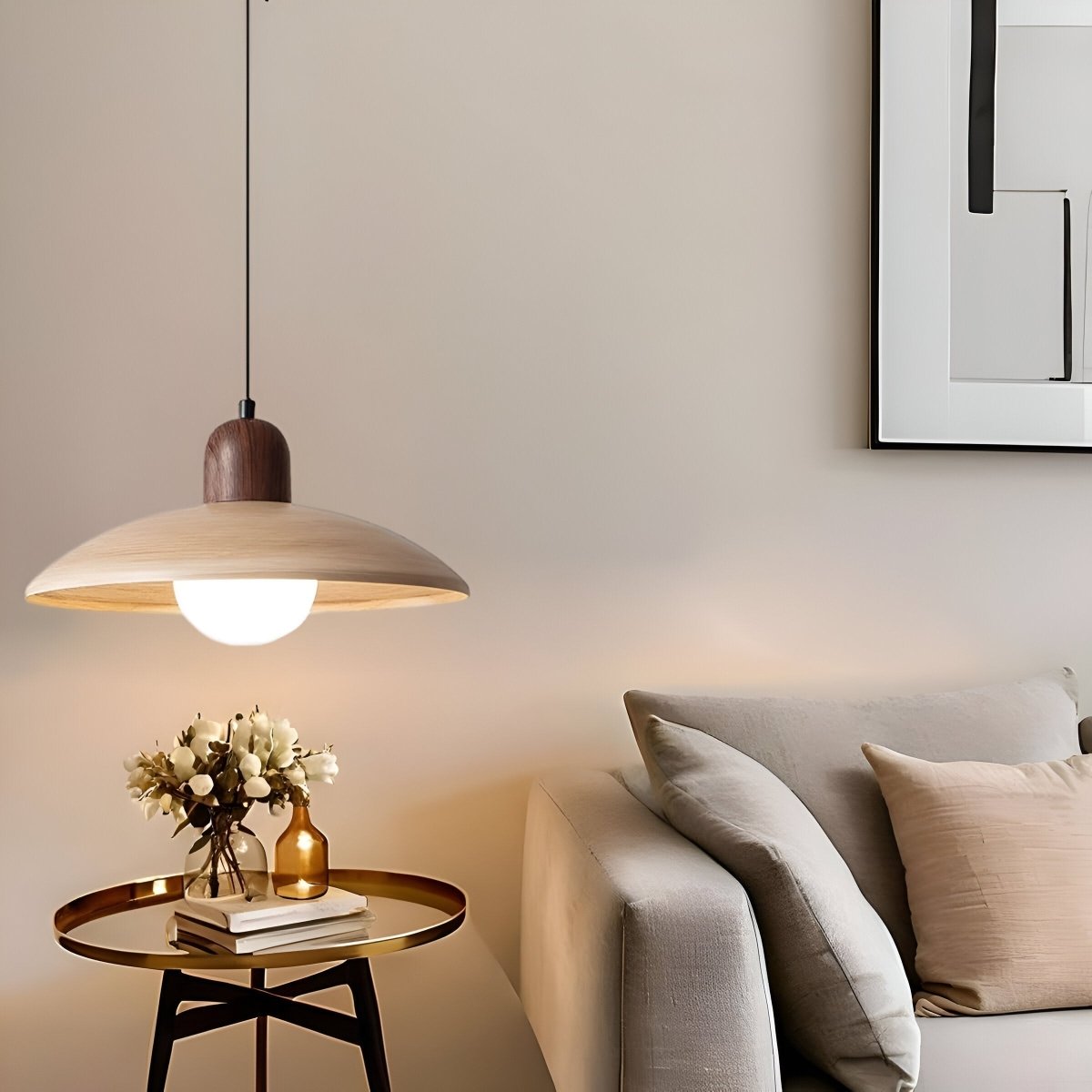 Wooden Pendant Light In Dome Form For Modern Ceiling Fixture