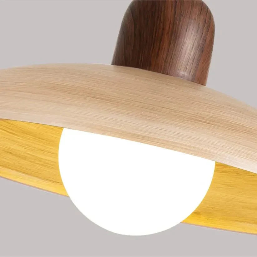 Wooden Pendant Light In Dome Form For Modern Ceiling Fixture