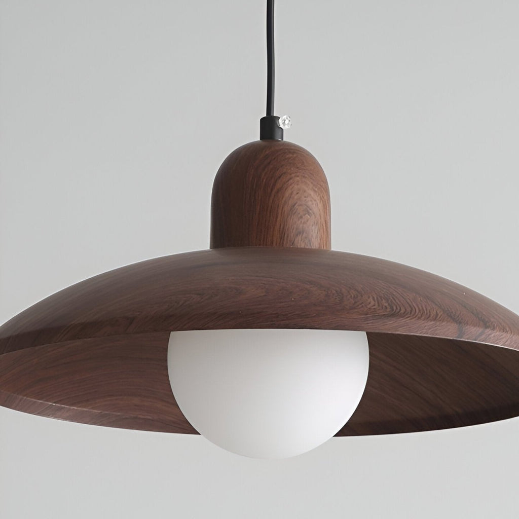 Wooden Pendant Light In Dome Form For Modern Ceiling Fixture