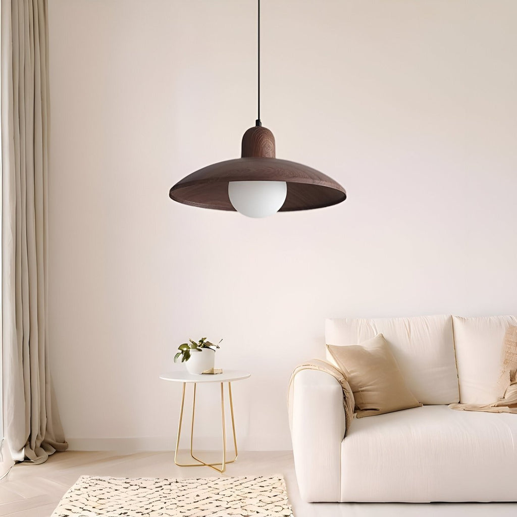 Wooden Pendant Light In Dome Form For Modern Ceiling Fixture