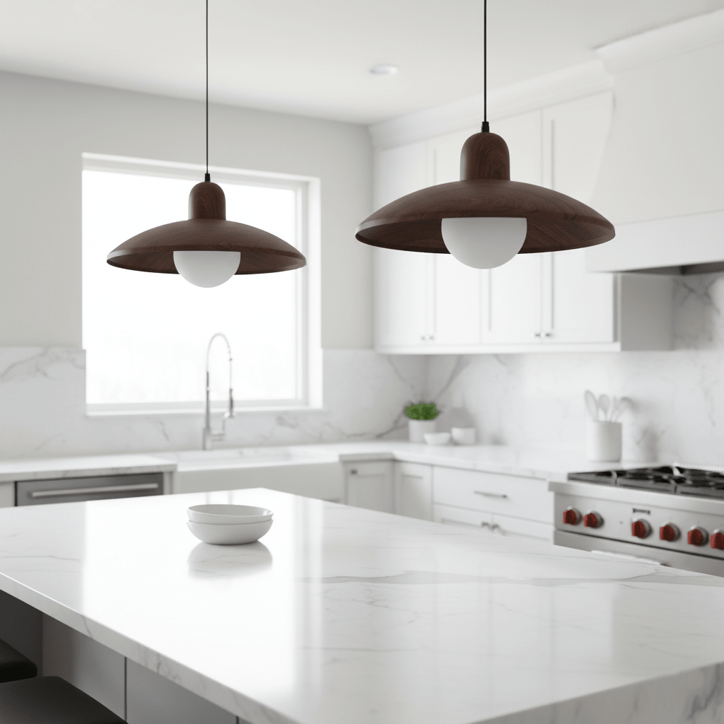 Wooden Pendant Light In Dome Form For Modern Ceiling Fixture