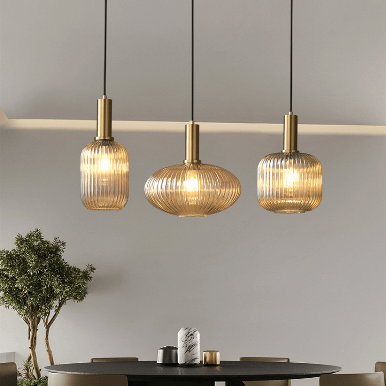 Nordic Vintage Glass Striped Pendeant Light - Orntli