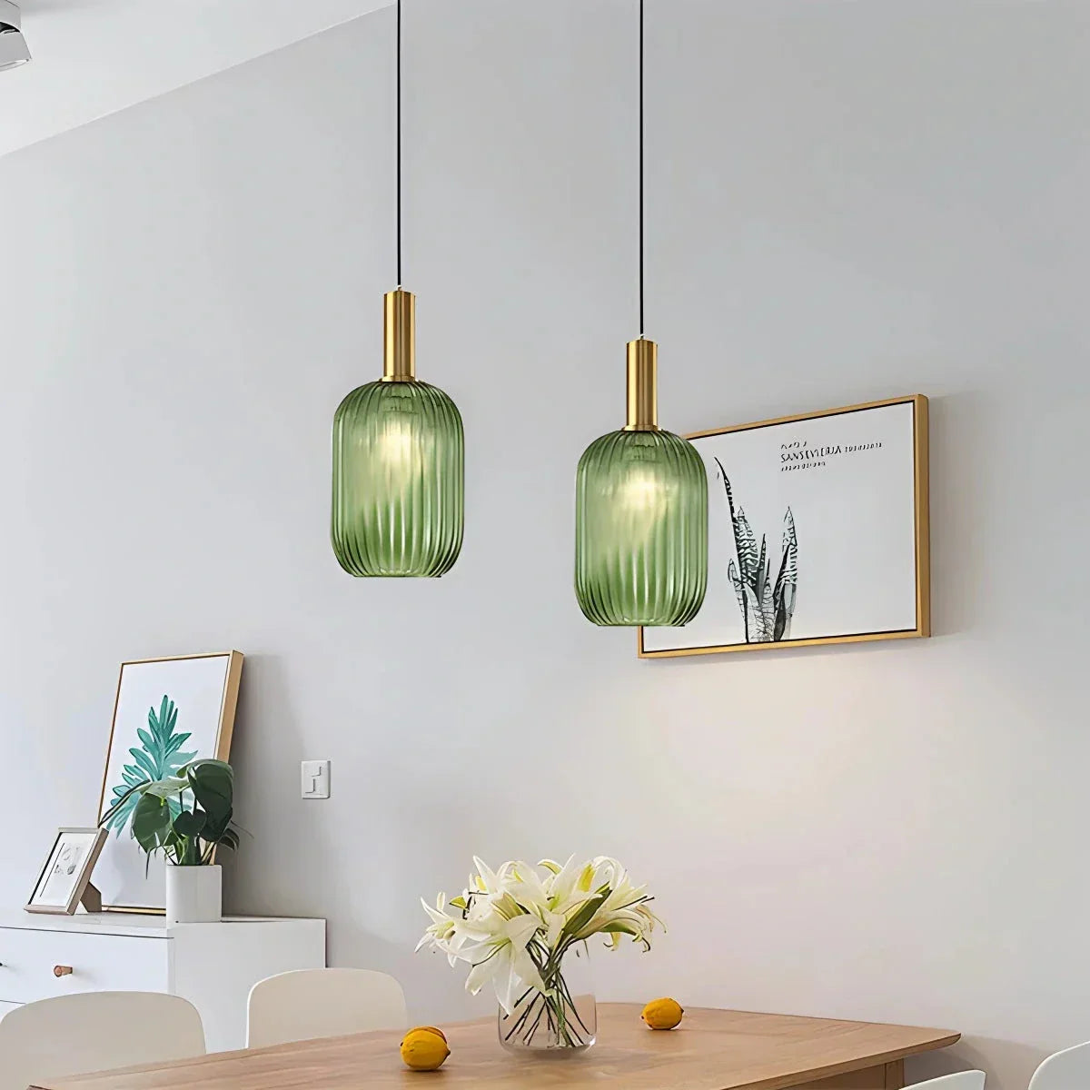 Nordic Vintage Glass Striped Pendeant Light - Orntli