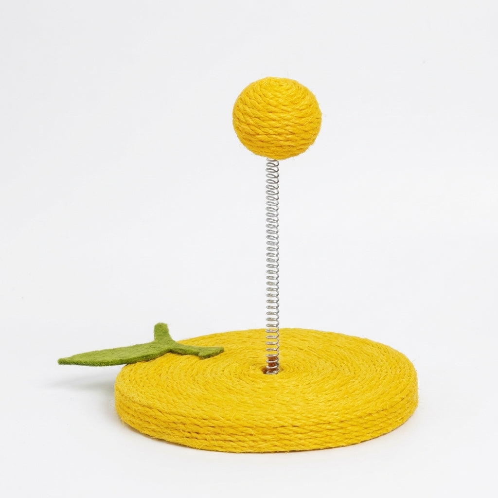 Fruit Designs Cat Toy With Sisal Base And Spring Mechanism, 17.5 x 20 cm