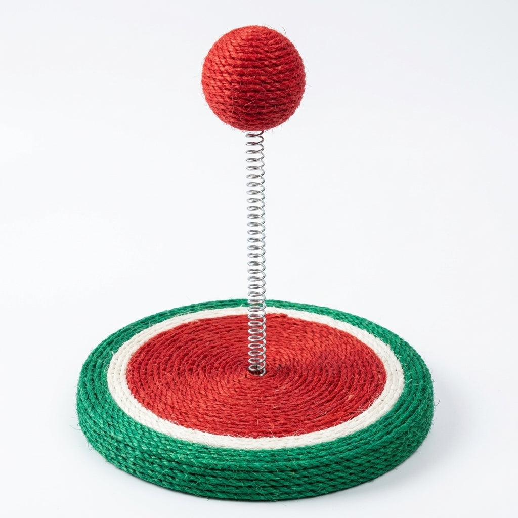 Fruit Designs Cat Toy With Sisal Base And Spring Mechanism, 17.5 x 20 cm