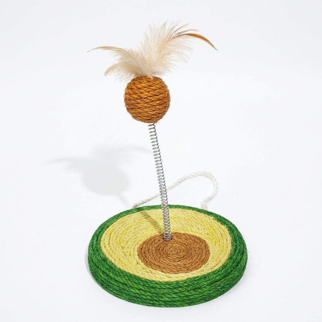 Fruit Designs Cat Toy With Sisal Base And Spring Mechanism, 17.5 x 20 cm