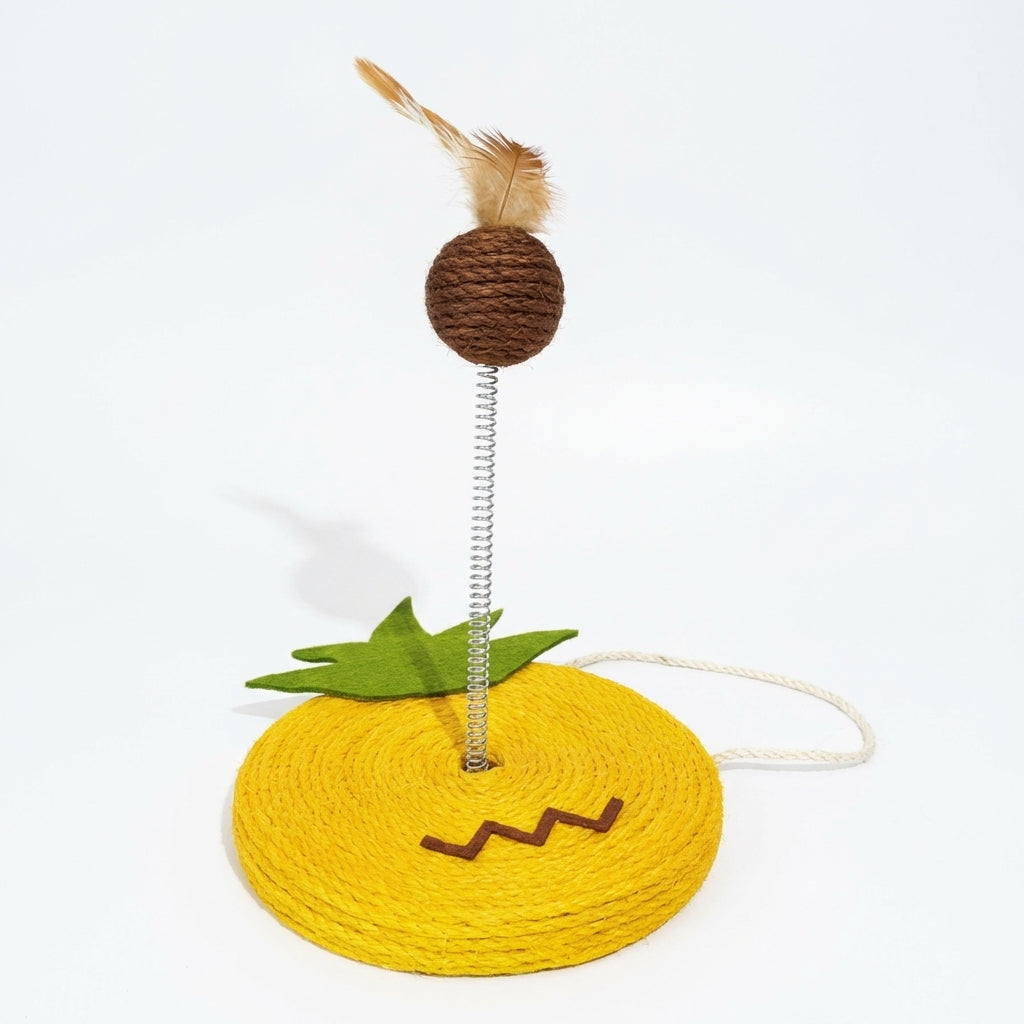 Fruit Designs Cat Toy With Sisal Base And Spring Mechanism, 17.5 x 20 cm