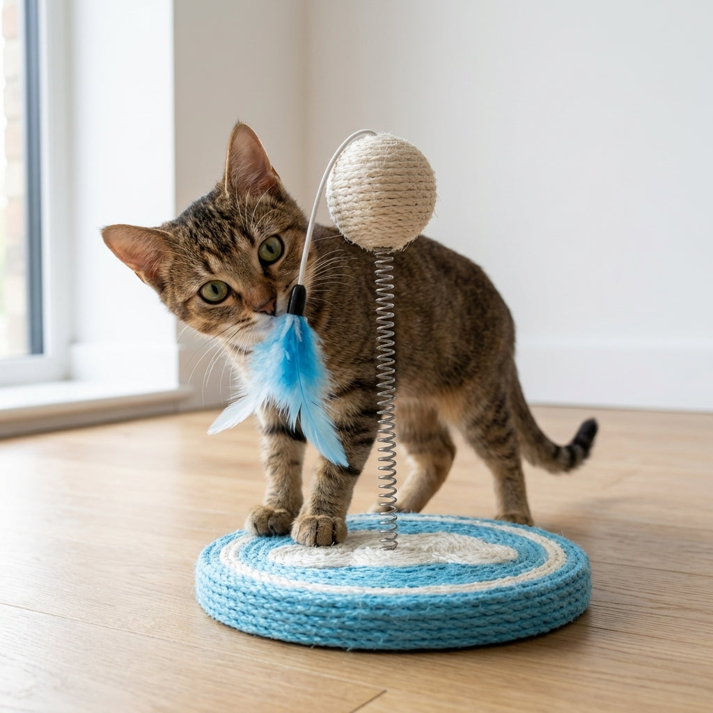 Fruit Designs Cat Toy With Sisal Base And Spring Mechanism, 17.5 x 20 cm