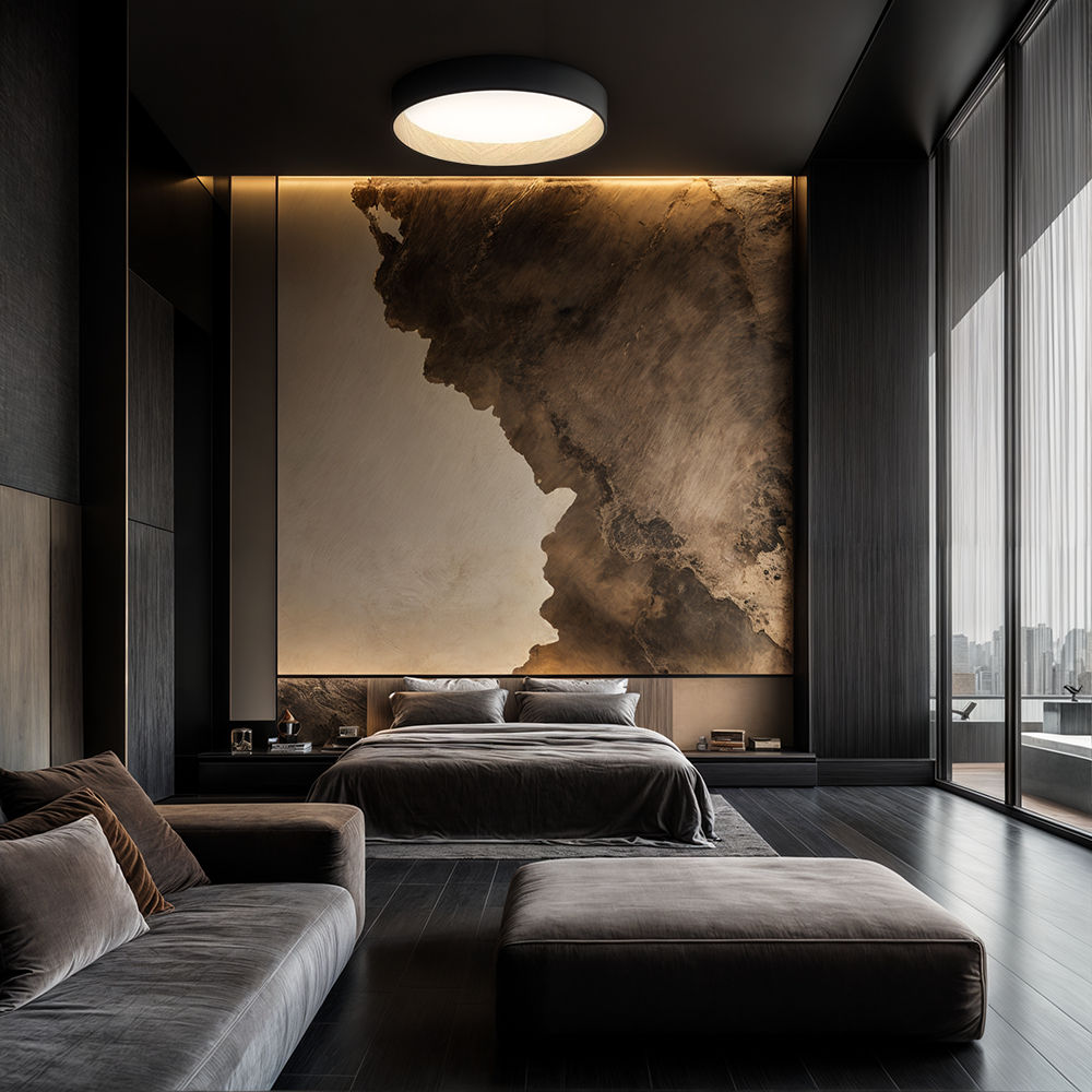 LumaNest Minimal Flush Mount Ceiling Light With Wood Grain Accent