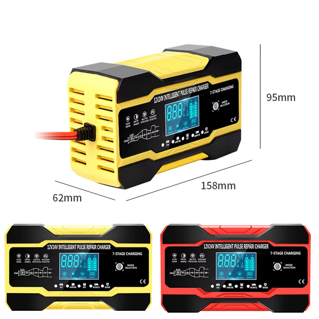 12V Smart Car Battery Charger With LCD Display, Auto Charge And Universal Compatibility
