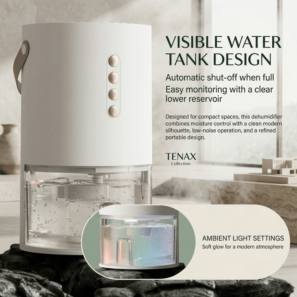 Entfeuchter Pro Kompakt Tragbar mit 1300ml Wassertank und leisem Betrieb