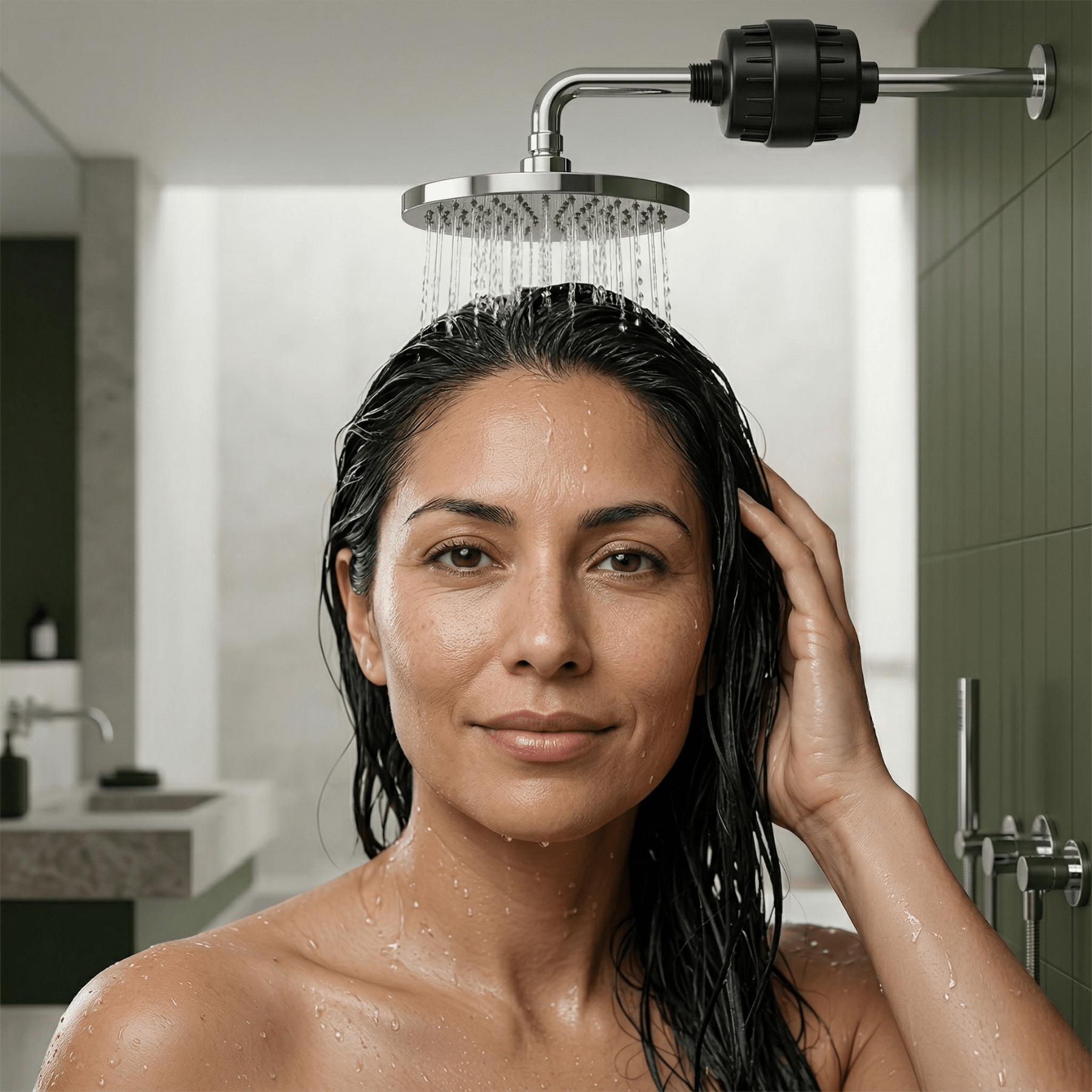 Filtre de douche anti-calcaire avec flux spiralé à 15 étapes | compagnien