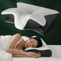 Contoured Cloud Pillow With Dual Height Neck Support for Side and Back Sleepers