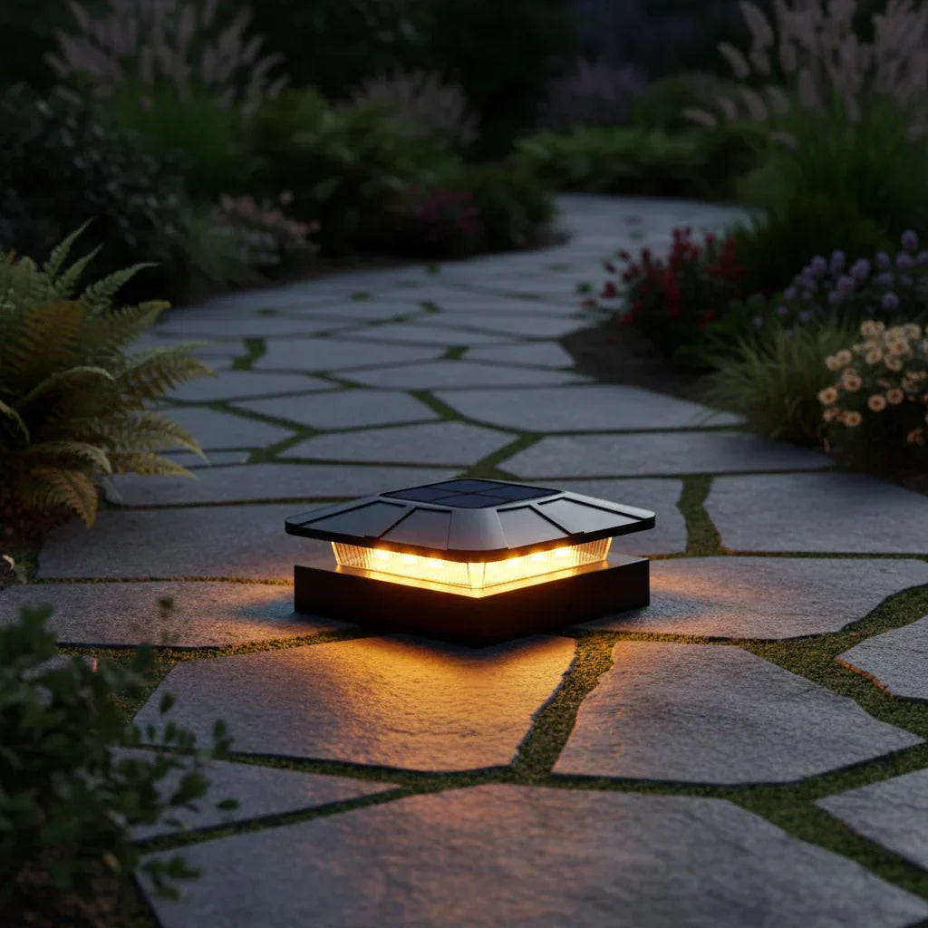 Brightpole Solar-Gartenpfostenleuchten mit drei Farbmodi für Garten und Terrasse