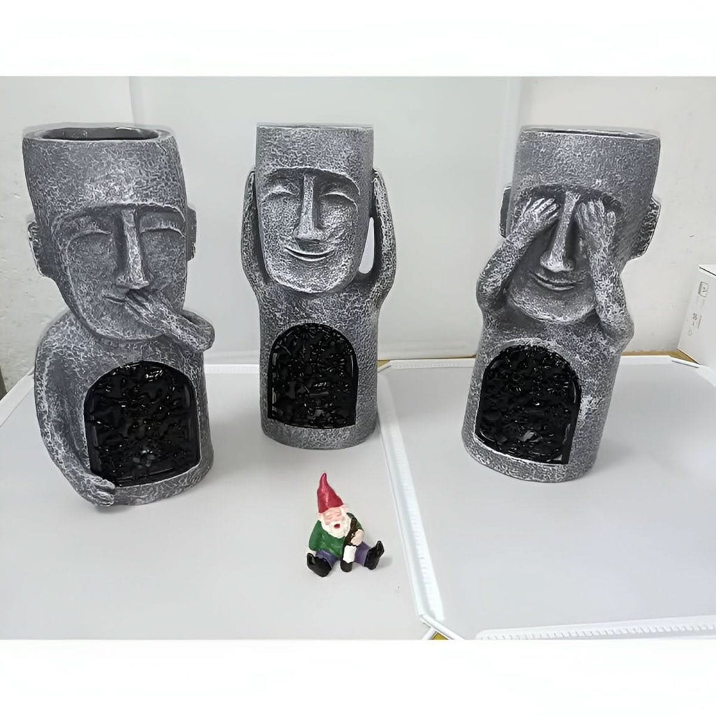 Fortryllet Trio Solcelle Harpiks Hagefigurer for Utendørs Dekor Fans