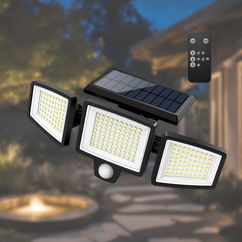 SolarGuard sikkerhetslys med bevegelsessensor og fjernkontroll