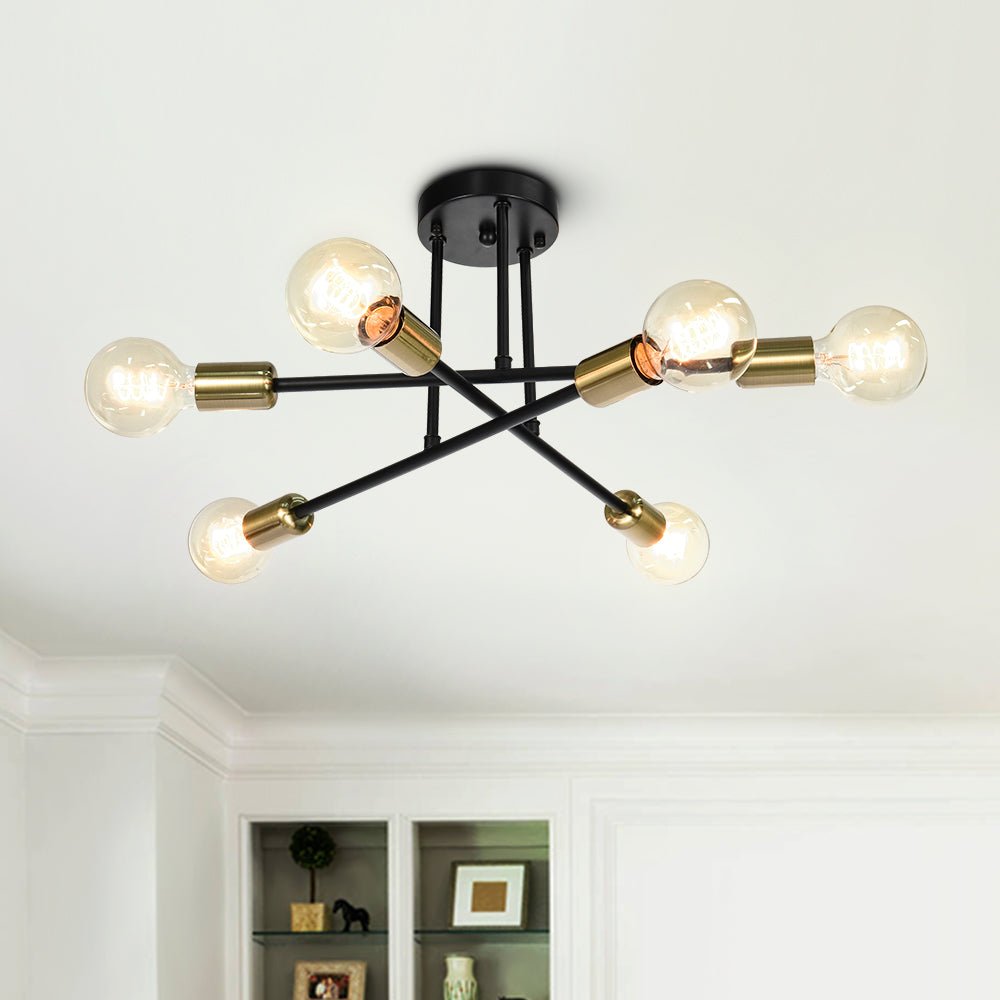 Sputnik taklampe for stue | 6-pærs innfelt design