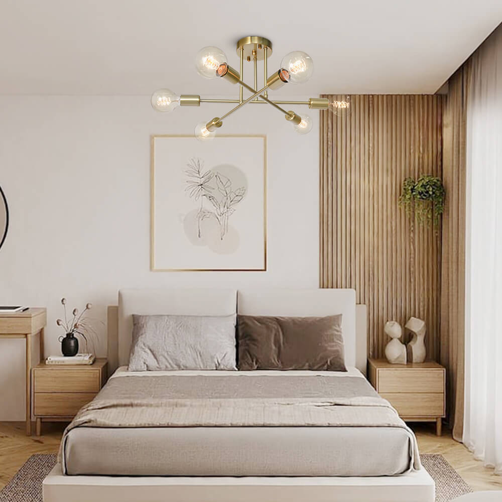 Sputnik taklampe for stue | 6-pærs innfelt design