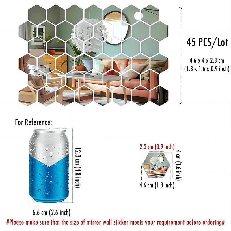NovaGem Hexagonal Mirror Wall Decals For Bright Modern Interiors