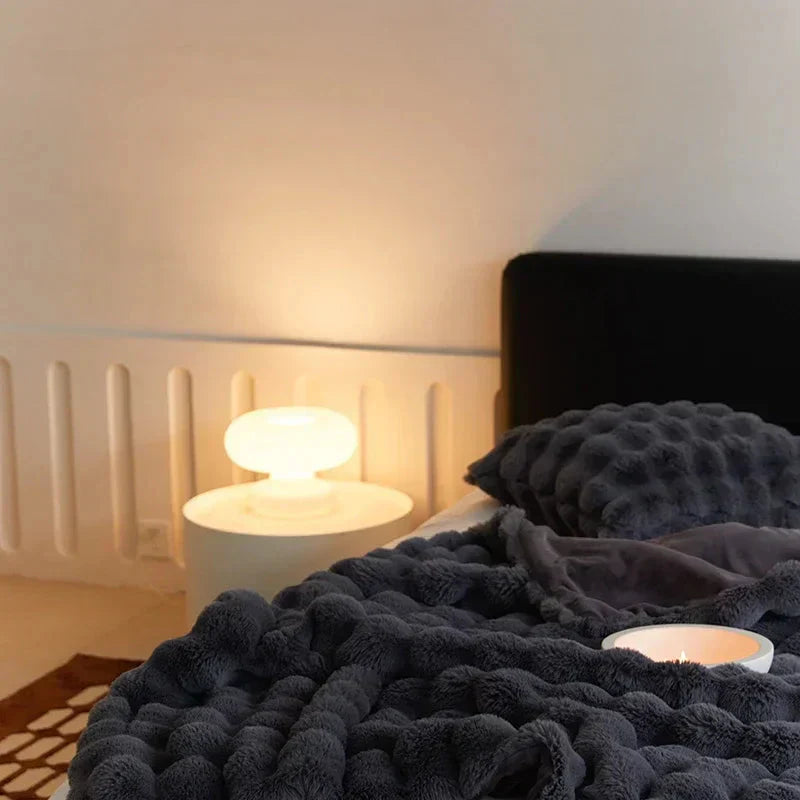 Super měkký nadýchaný luxusní zajíčkový umělý kožešinový vlnitý přehoz – 4 barvy