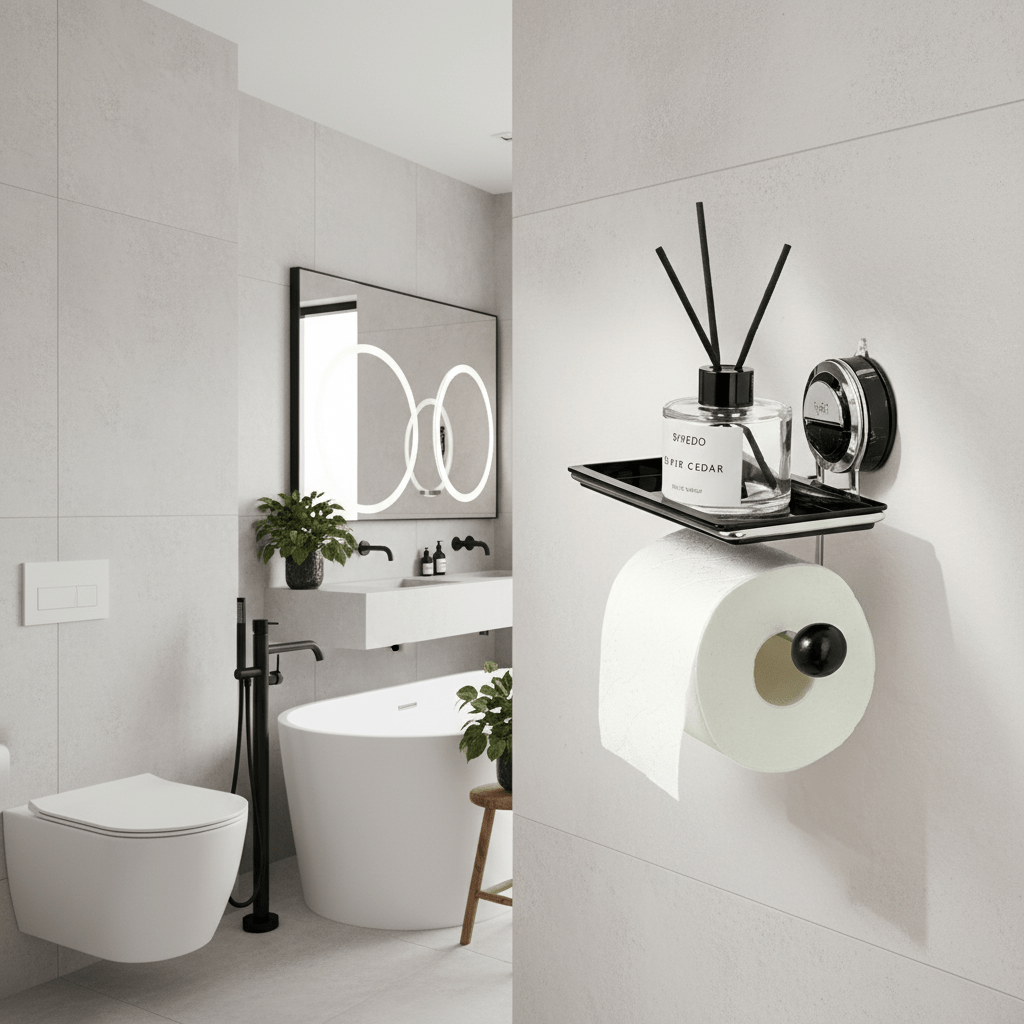 AeroGrip Drillless Stainless Steel Toilet Paper Holder With Suction For Bathrooms