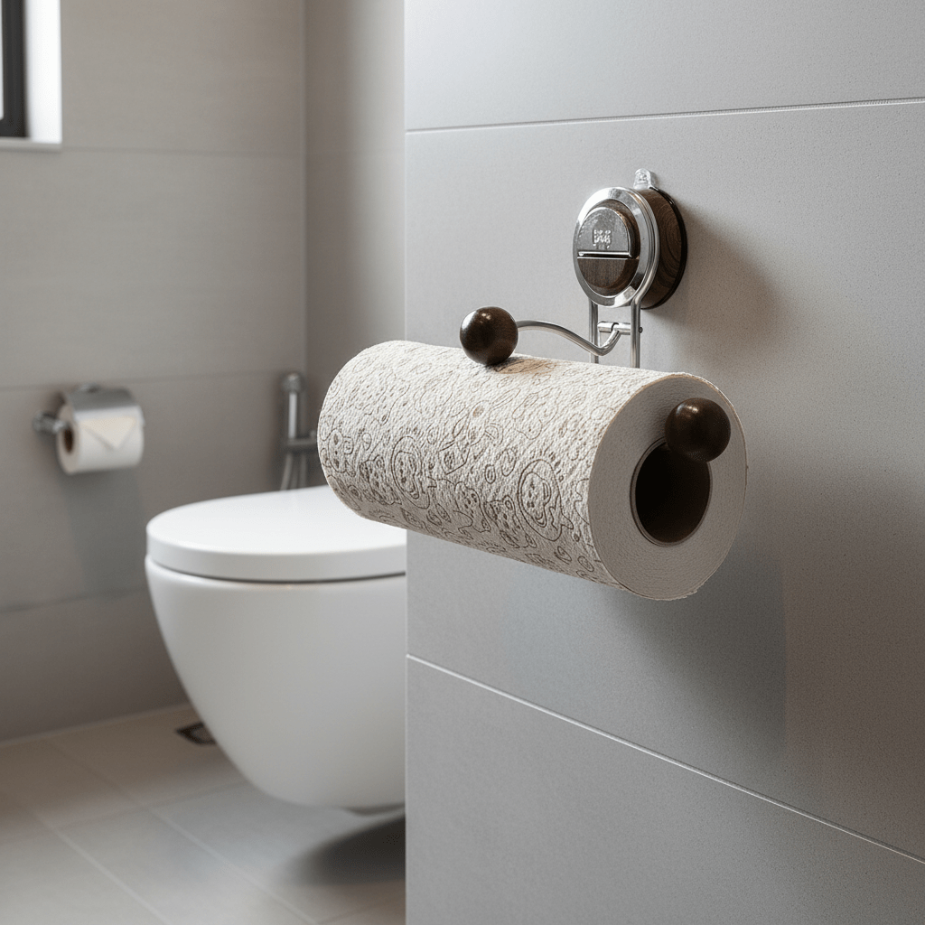 AeroGrip Drillless Stainless Steel Toilet Paper Holder With Suction For Bathrooms