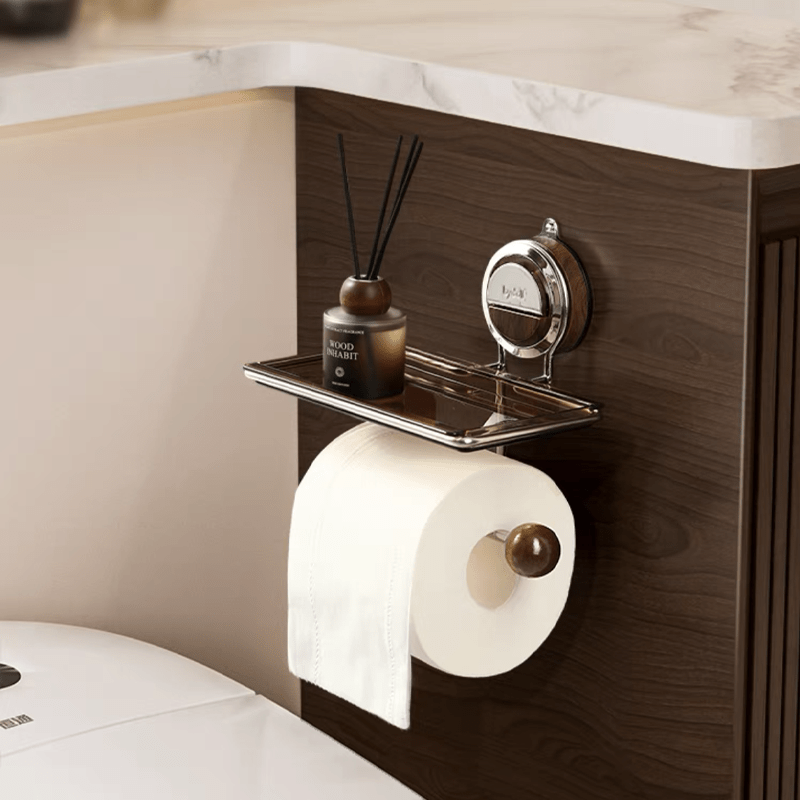 AeroGrip Drillless Stainless Steel Toilet Paper Holder With Suction For Bathrooms