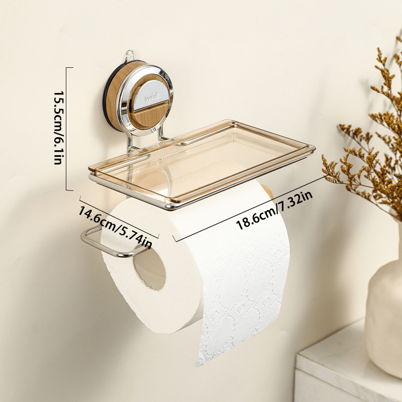 AeroGrip Drillless Stainless Steel Toilet Paper Holder With Suction For Bathrooms