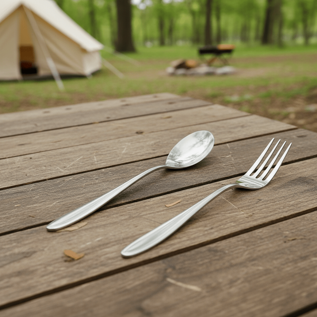 TerraLite Ultralight Titanium Cutlery Set For Campers And Backpackers Food Safe