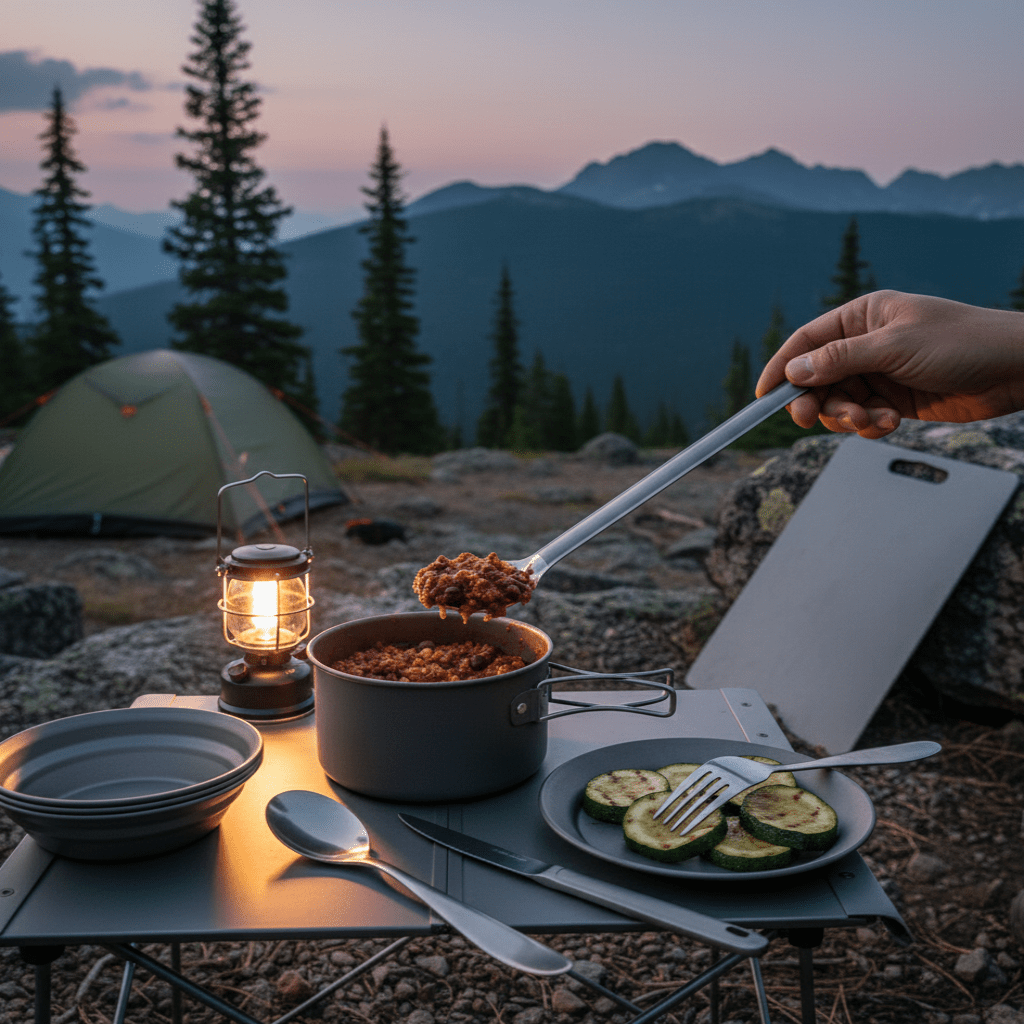 TerraLite Ultralight Titanium Cutlery Set For Campers And Backpackers Food Safe