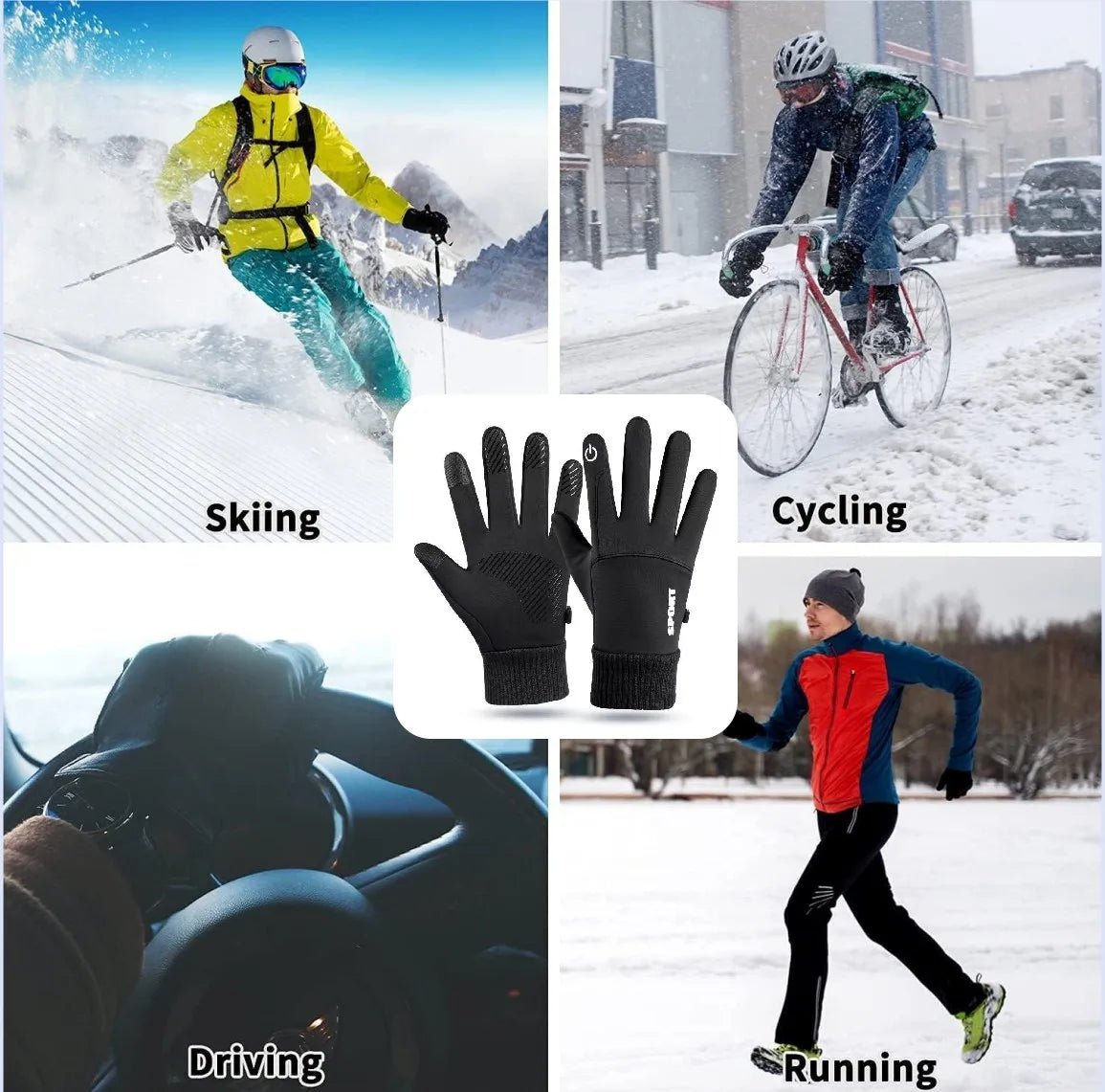 Rukavice FrostGuard s tepelnou ochranou, dotykovou obrazovkou, voděodolností a pevný úchopem
