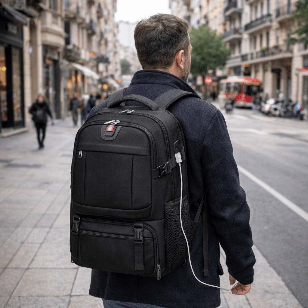 NovaTech szigetelt ebédrekeszű laptop hátizsák technikai szakembereknek USB-porttal