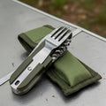 Conjunto de Utensílios de Campismo TrailMend 7 em 1 em Aço Inoxidável Dobrável e Compacto para Campistas