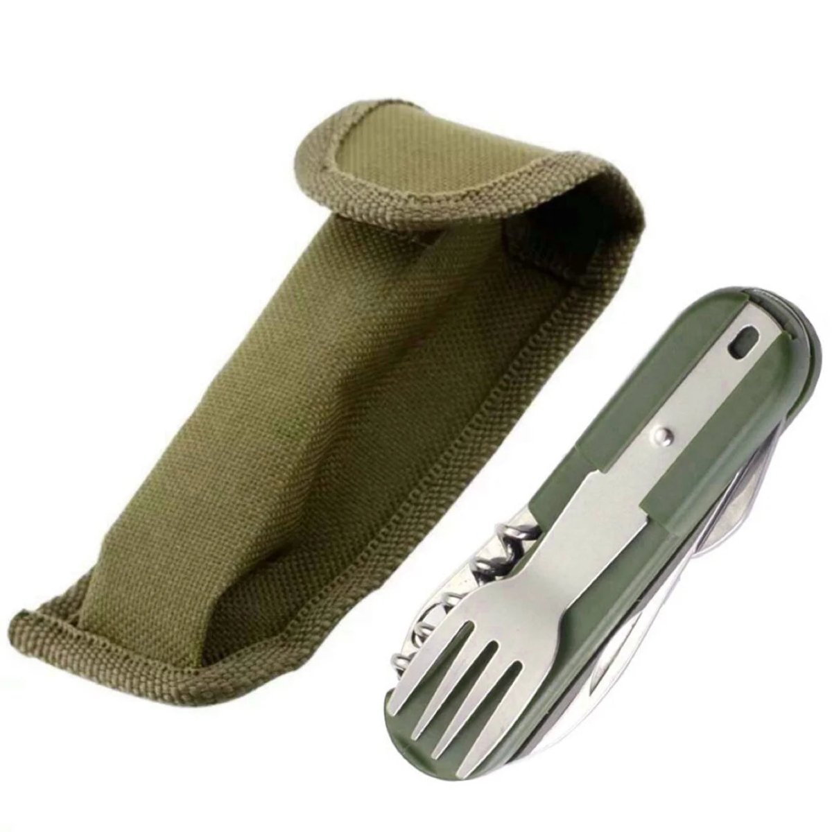 Conjunto de Utensílios de Campismo TrailMend 7 em 1 em Aço Inoxidável Dobrável e Compacto para Campistas