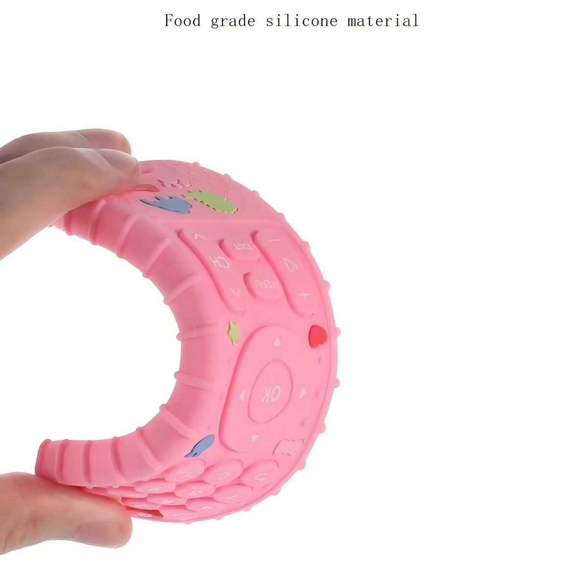 Anillo de dentición con forma de mando a distancia para bebés, mordedor sensorial suave