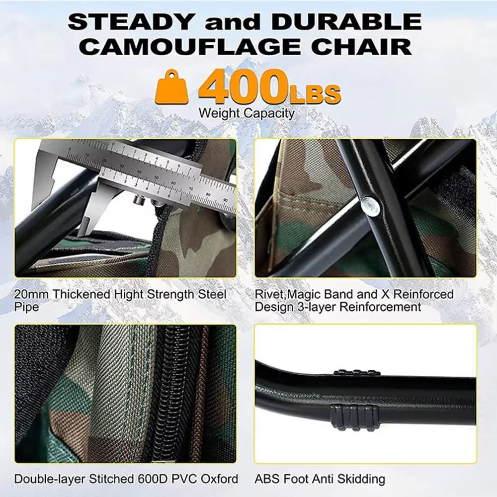 TrailChair 3-in-1 camouflage rugzak met opvouwbare stoel en koelbox voor buitengebruik