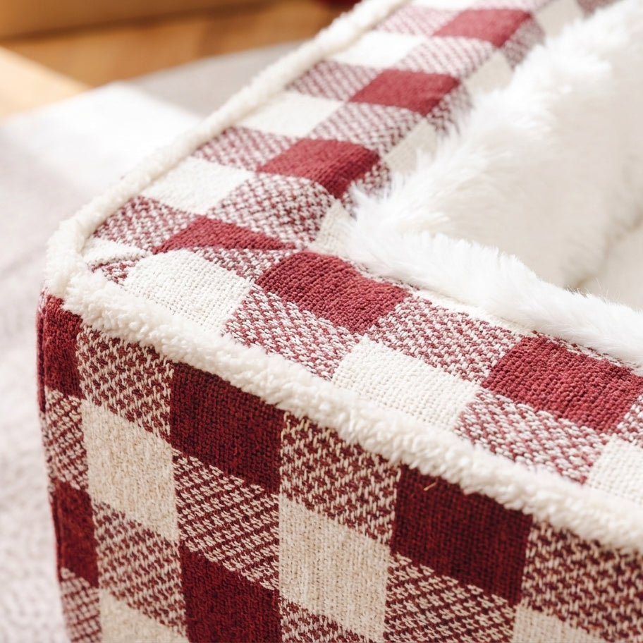 Tartan-Hundebett mit Schaumstoffkern und weichem Innenfutter, abnehmbarer Bezug maschinenwaschbar