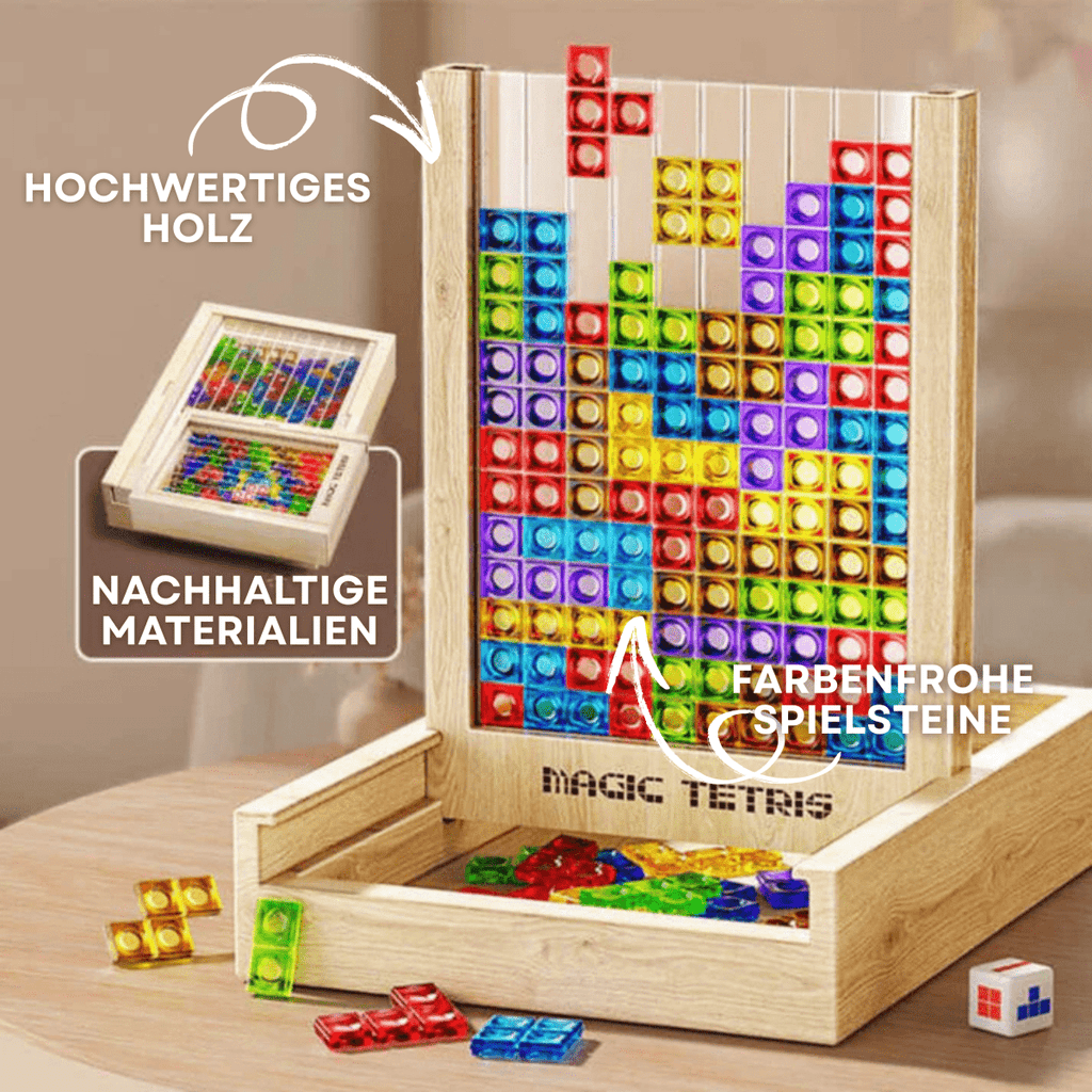 TerraBlock Tetris deska Udržitelná dřevěná puzzle hra pro všechny věkové kategorie