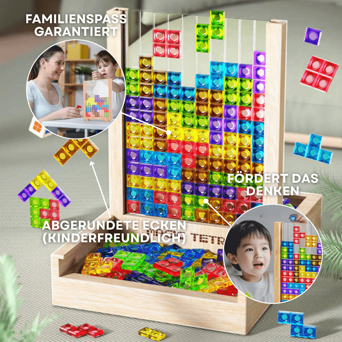 TerraBlock Tetris deska Udržitelná dřevěná puzzle hra pro všechny věkové kategorie