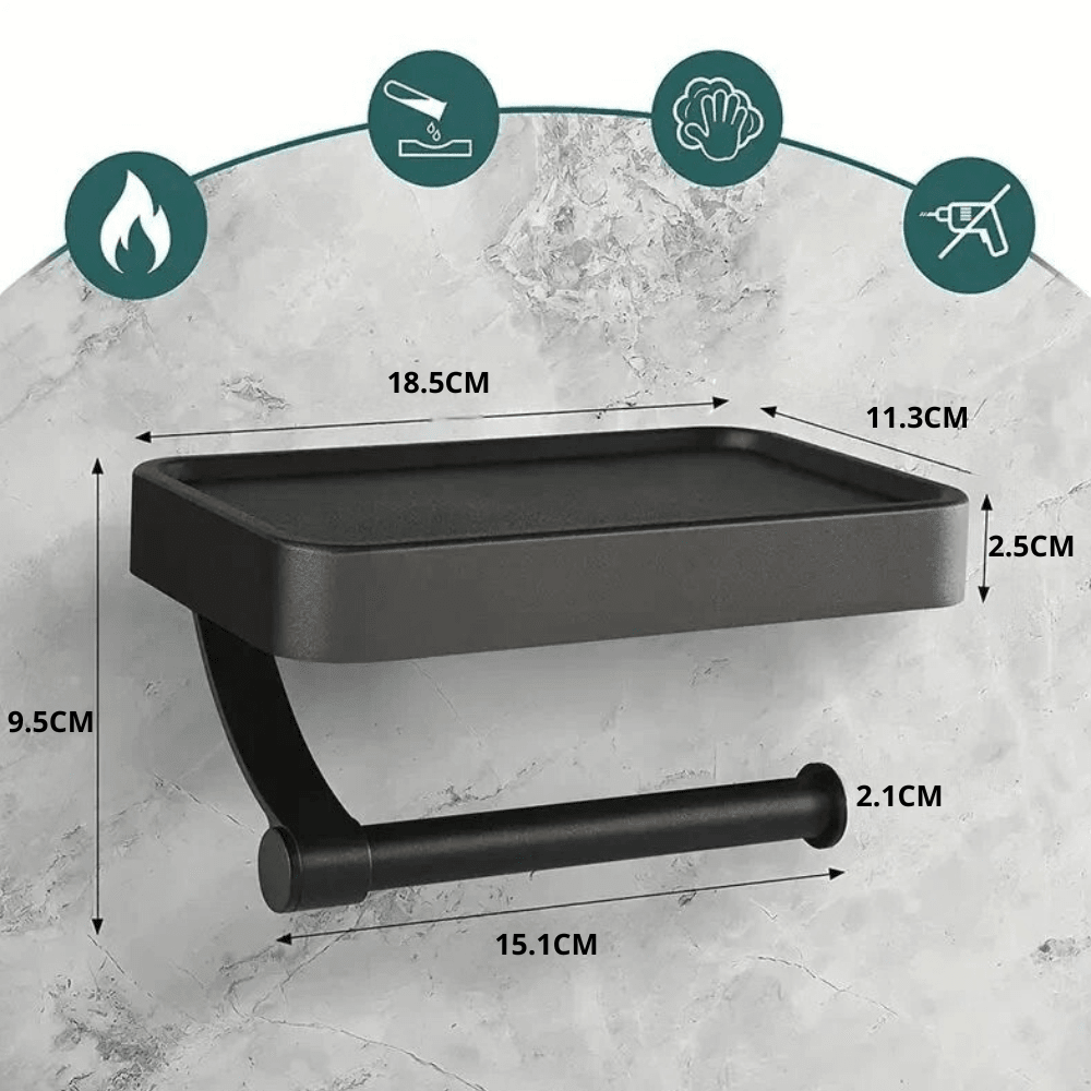 رف مرحاض PREPSHELF بدون حفر مع حل تثبيت سهل
