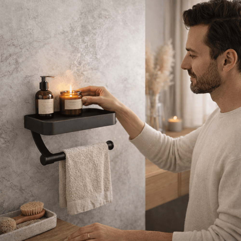 رف مرحاض PREPSHELF بدون حفر مع حل تثبيت سهل