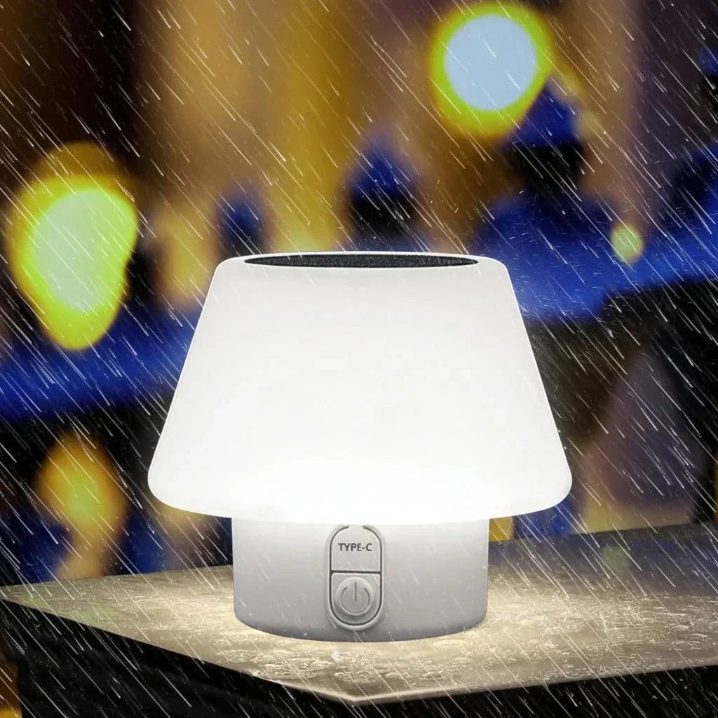 SOLARAURA bærbar solcellebordlampe med fire tilstande til udendørs brug IP64