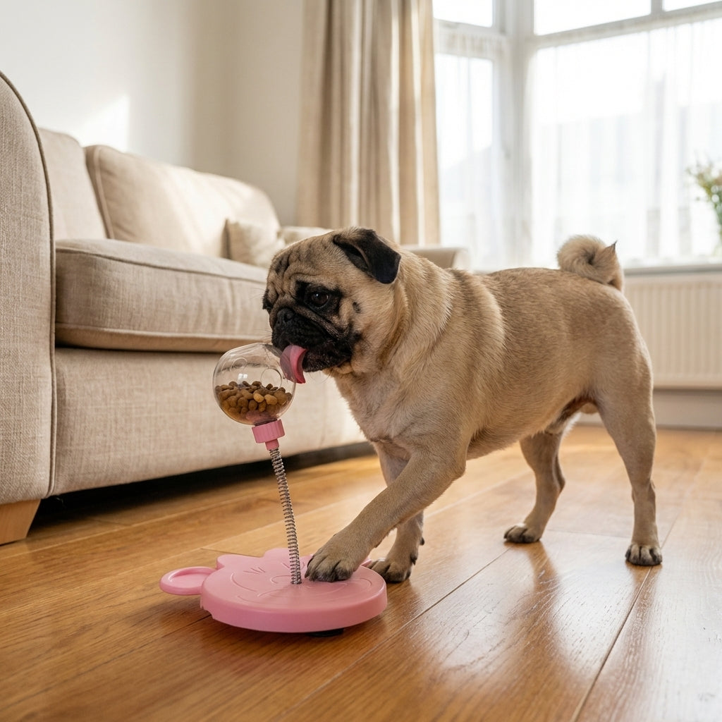 Wobble Treat Toy For Dogs With Spring Base And Lick Ball